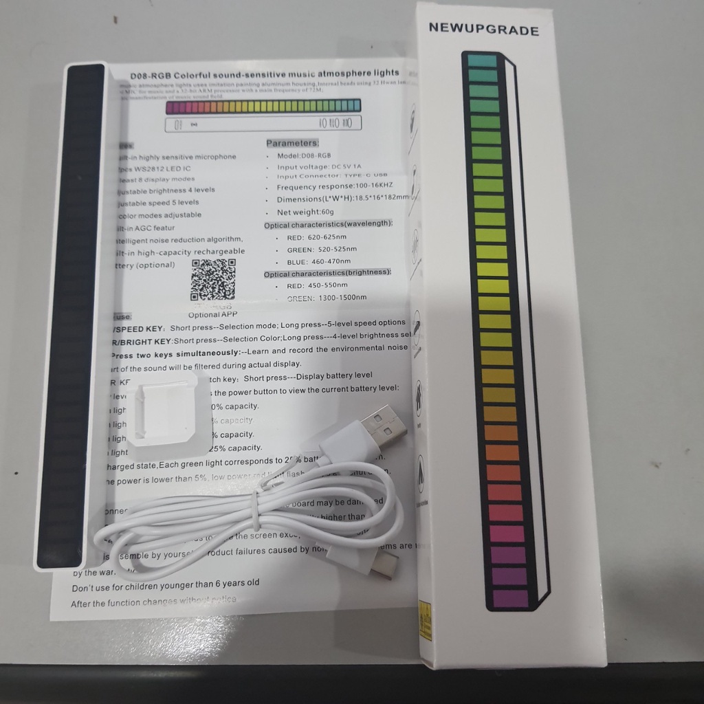 Thanh đèn led RGB 16 triệu màu cảm biến âm thanh nháy theo nhạc + APP đèn led trang trí