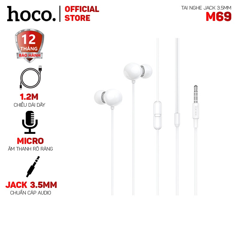 Tai nghe Hoco M69 dài 1.2m- Dành cho thiết bị hỗ trợ jack 3.5mm