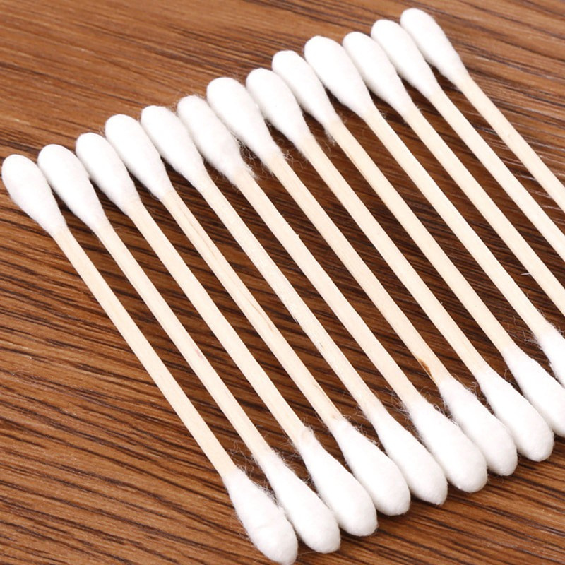 Set 100 Tăm Bông Cotton Dùng Một Lần Thân Gỗ Tiện Lợi