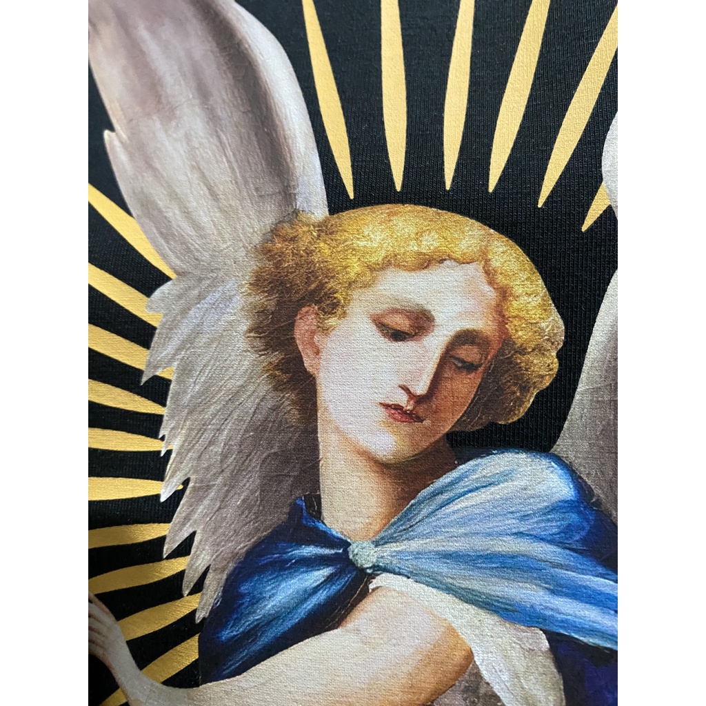 Áo thun tay lỡ MIKENCO Angel , Áo thun nam nữ from rộng oversize chất liệu cotton , hình in sắc nét , check hiệu ứng