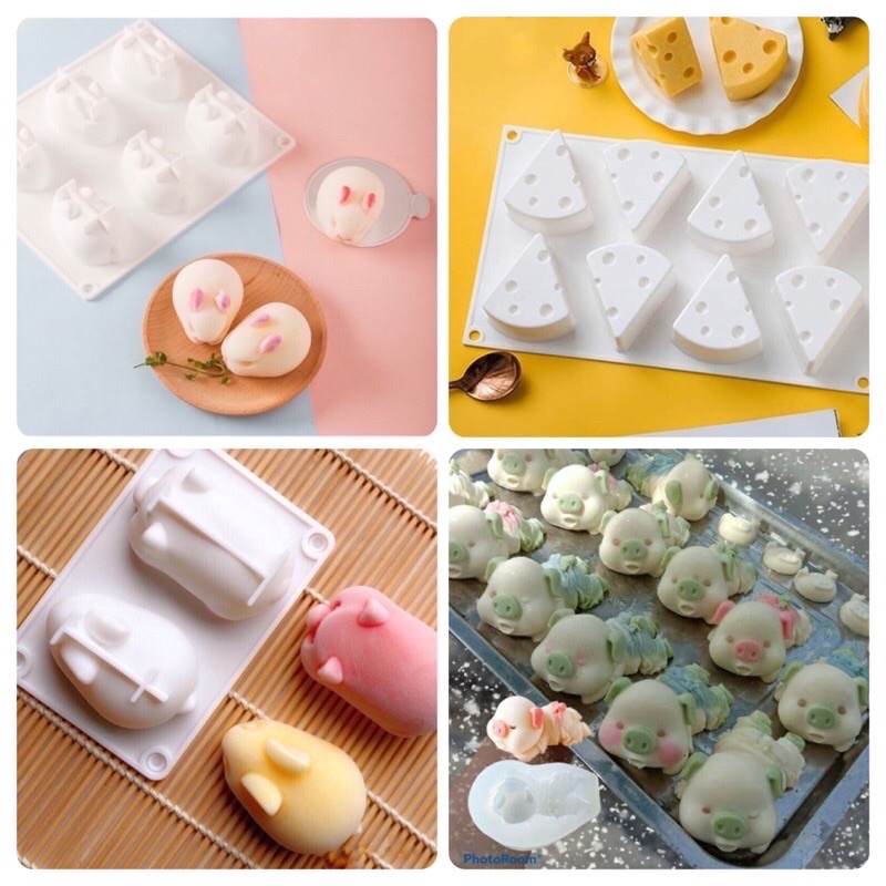Khuôn Silicon hình thỏ và heo dễ thương làm thạch, làm bánh