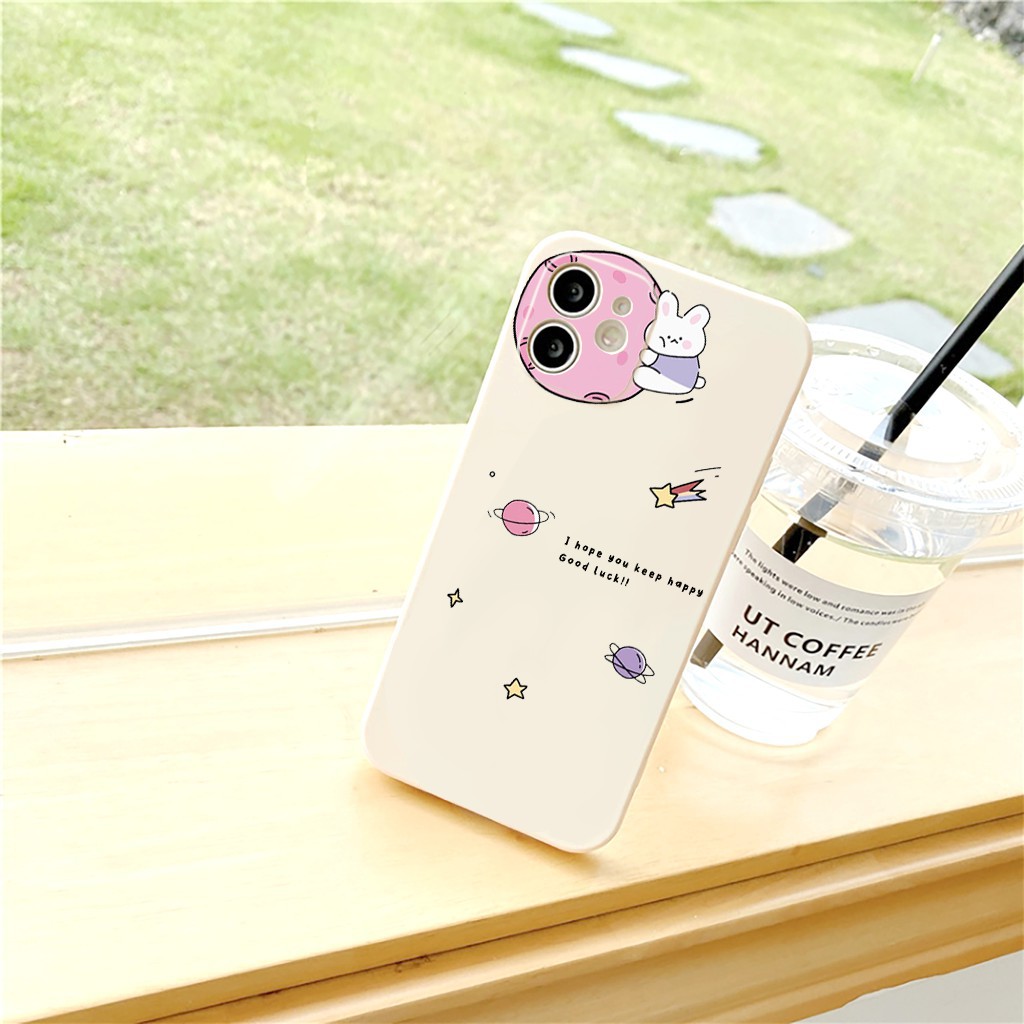 Ốp iphone Gẫu Thỏ bóng bảo vệ cam cạnh vuông ip 11 7plus 6plus x xr xsmax 11 12pro 12promax 13promax e99