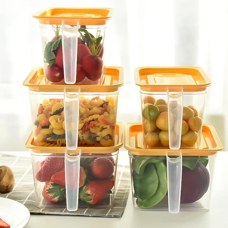 ✅HÌNH THẬT ( 1,4Lit) Combo 10 Hộp Bảo Quản Thực Phẩm Trong Tủ Lạnh Có Nắp Đậy, Tay Cầm Tiện Lợi 150*150*105mm