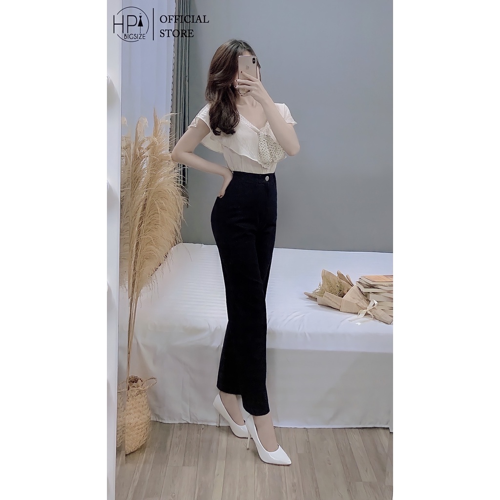 Quần Tây Nữ Công Sở Đen Dài Basic Cạp Lưng Cao Ống Đứng Suông Vải Tuyết Mưa Dày Mặc Đi Làm Học Đẹp HP TT-HOT, msf 333