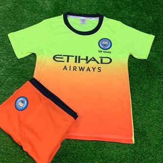 Bộ áo bóng đá trẻ em Man city màu xanh sân nhà