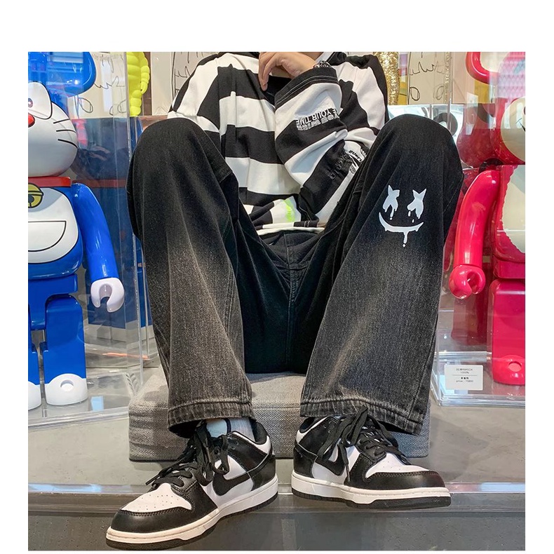 Quần jean dài ống rộng màu sắc gradient phong cách hip hop năng động thời trang dành cho nam