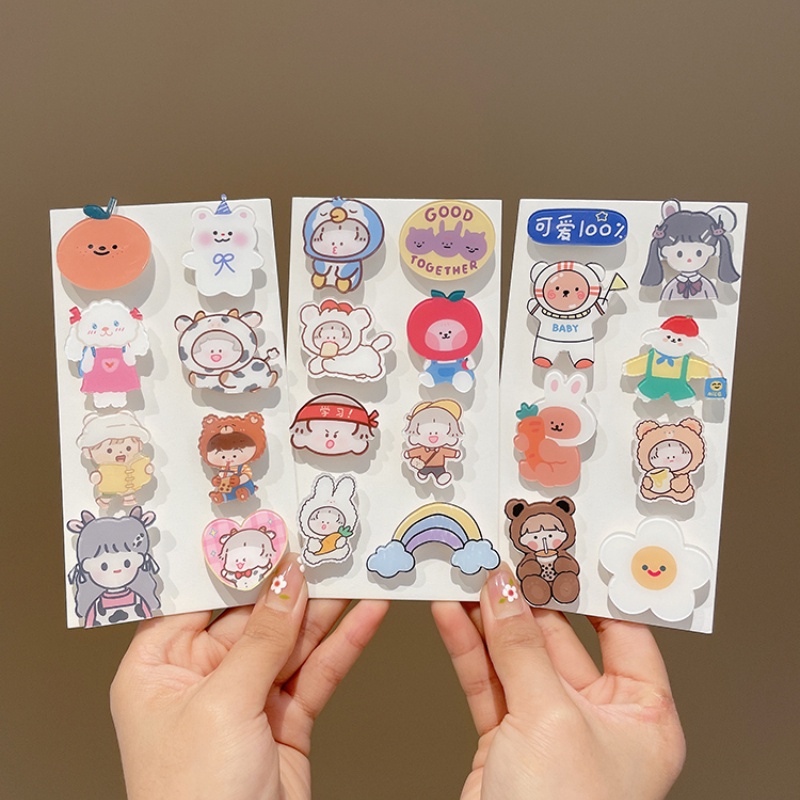 Set 4-10 Trâm Cài Áo Họa Tiết Hoạt Hình Phong Cách Hàn Quốc Xinh Xắn