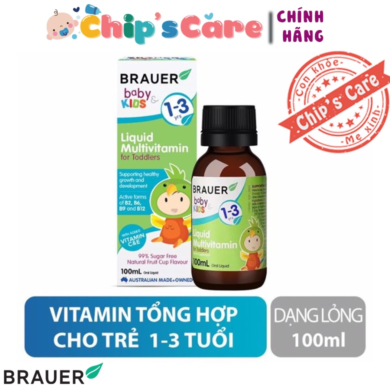 Brauer Liquid Multivitamin for Toddlers (1-3y) bổ sung Vitamin cho Bé vitamin tổng hợp