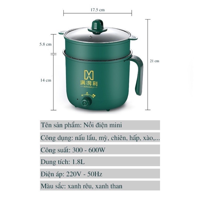 Nồi điện 2 tầng nấu cơm , nấu lẩu + hấp thức ăn 2 trong 1 có NẮC điều chỉnh nhiệt độ tiện lợi