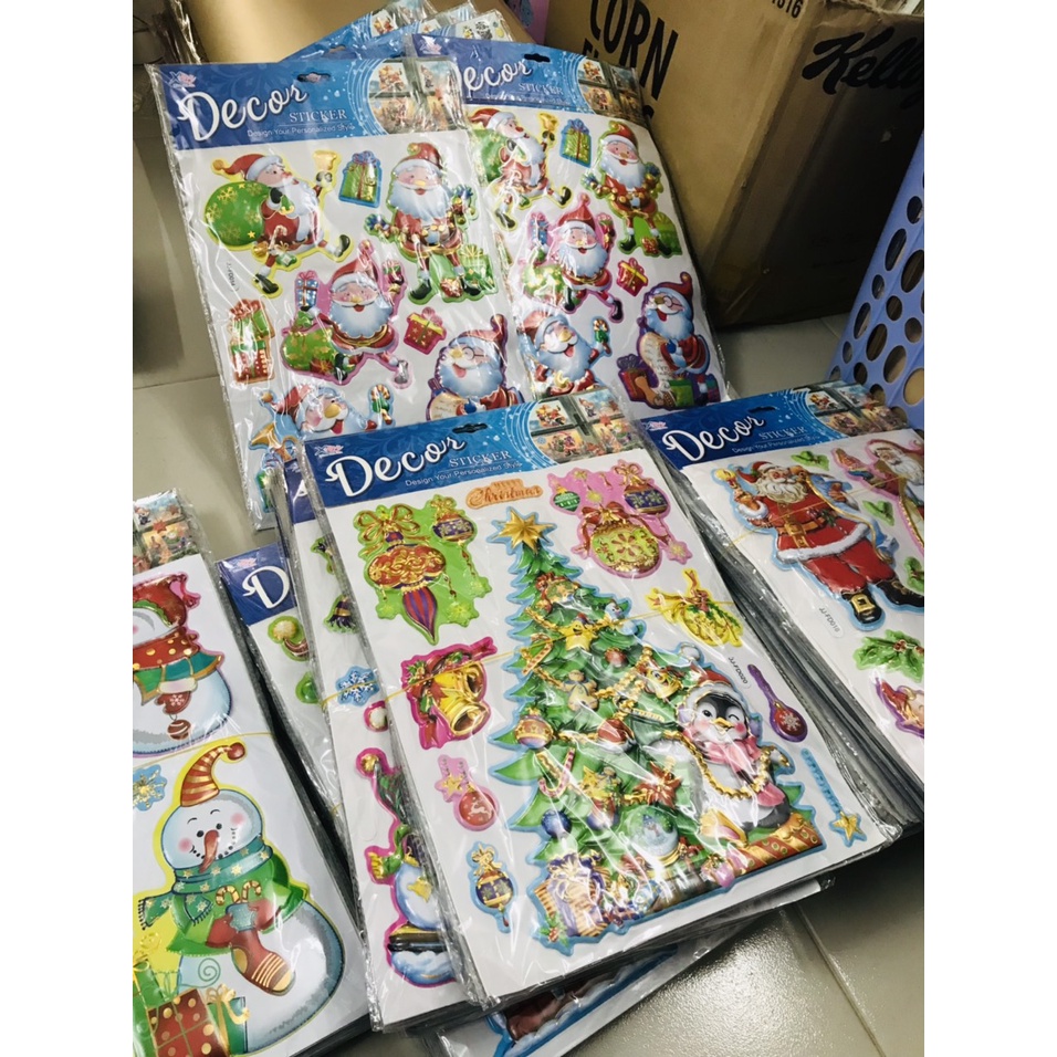 Sticker Noel, Người Tuyết, cây thông Noel nổi 3D cực xinh rang Trí Nghệ Thuật Mùa Giáng Sinh - VPP Brendo