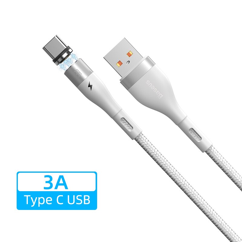 Baseus Magnetic Charging Cable for iPhone 11 8 Sạc từ tính 3A/5A Magnet USB C Cable Phone Charger for Samsung Xiaomi Type C Micro USB Cable