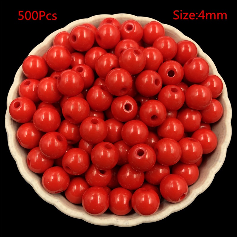 Bộ 500 Hạt Nhựa Acrylic 4mm Màu Sắc Dùng Làm Trang Sức Thủ Công