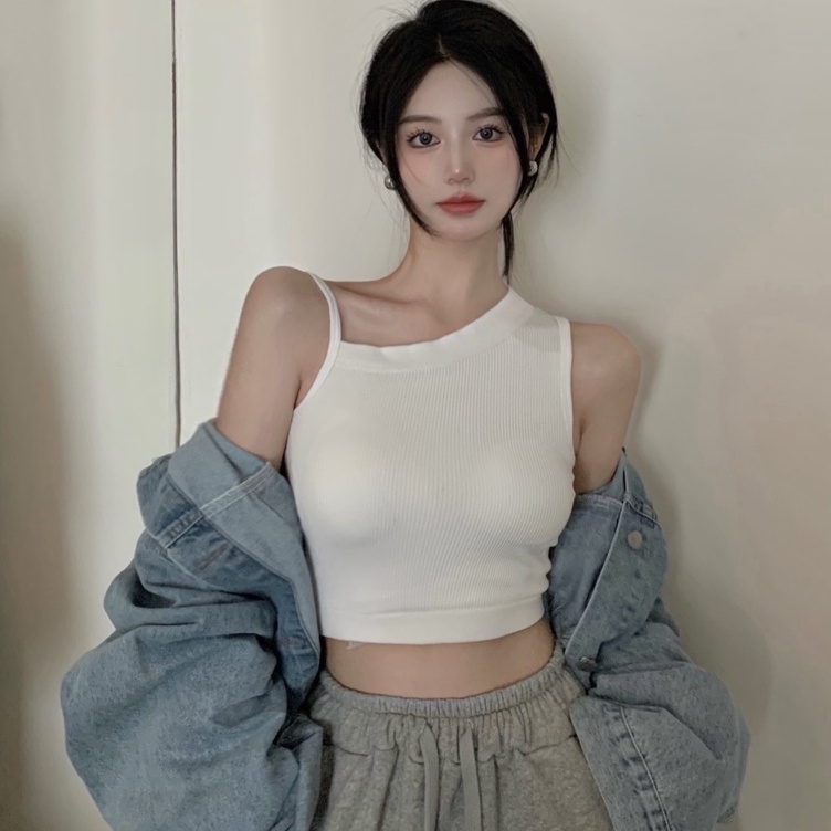 Áo dệt kim không tay ZHELIHANGFEI có mút ngực thiết kế gợi cảm