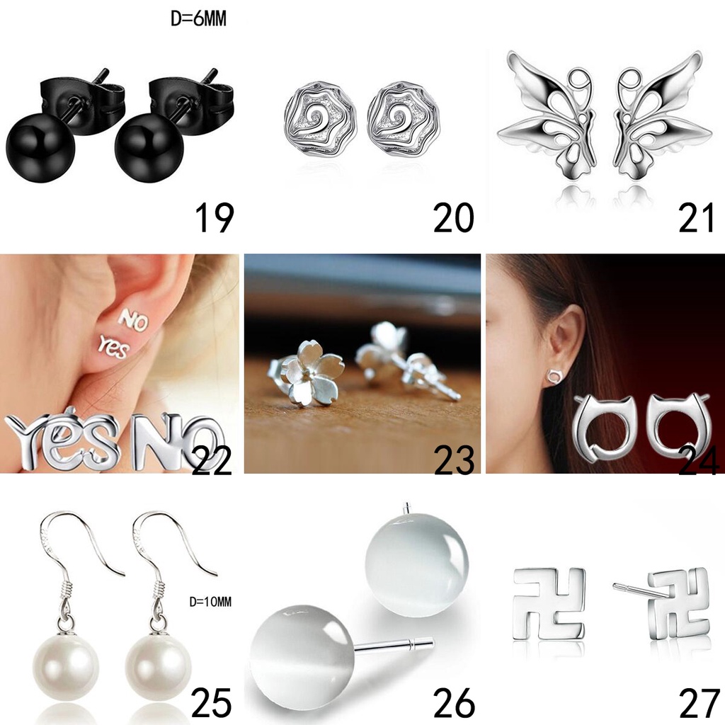 Bông tai mạ bạc 925 nguyên chất phong cách Hàn Quốc thời trang đơn giản cho nữ ED001