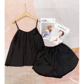 Đồ Ngủ Cao Cấp 🍀 Bộ Hai Dây Lụa Thái Xếp Ly Chất Liệu Mát Lịm MS02