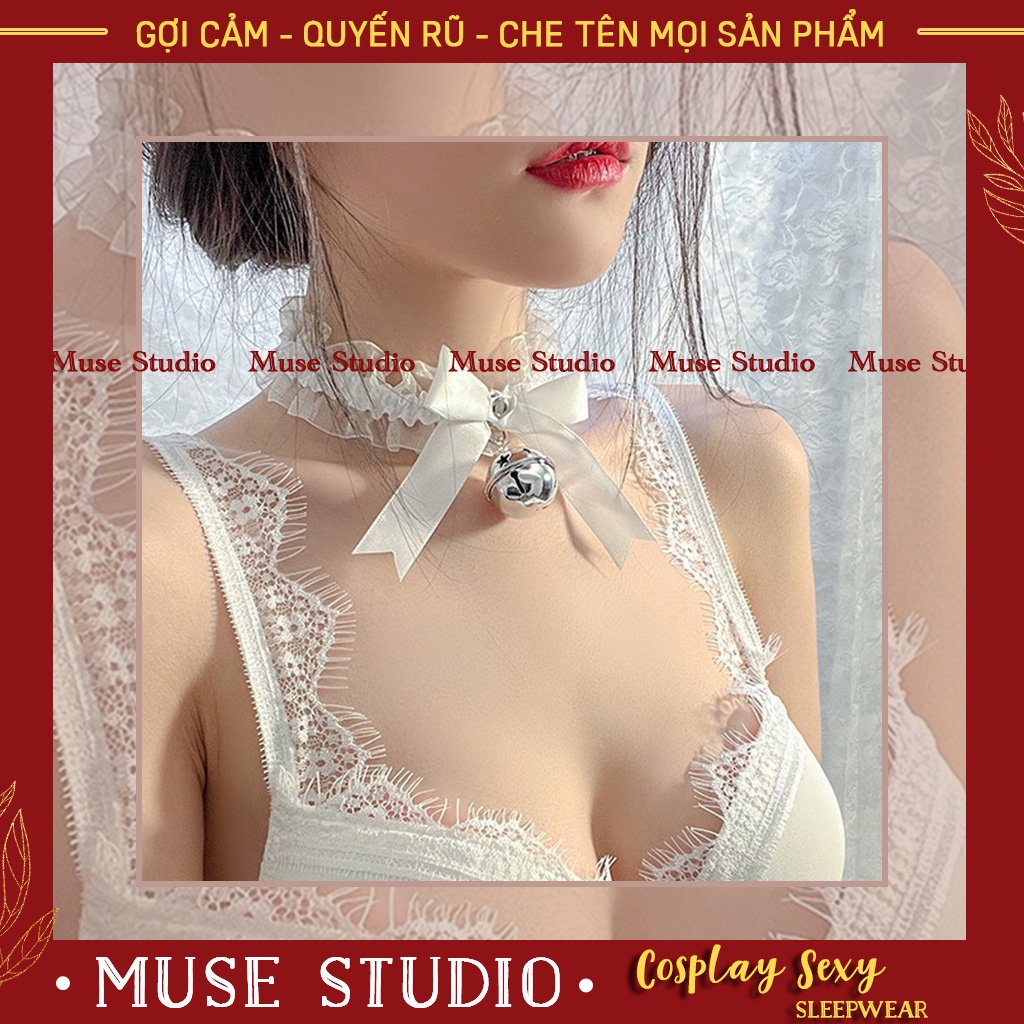 vòng cổ choker sexy hình quả chuông phối voan có thể làm ren đùi