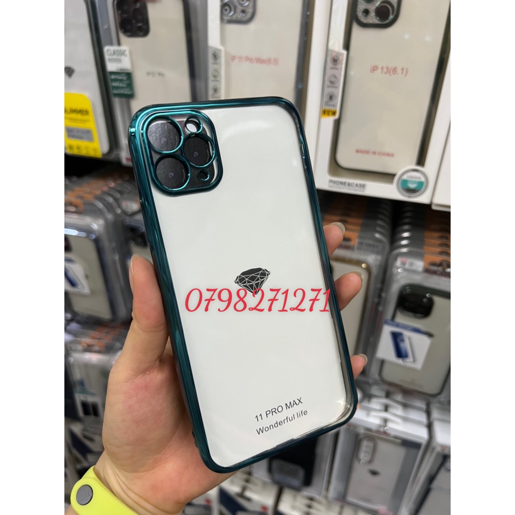 VIỀN VUÔNG MÀU XANH MÀU TÍM  ốp lưng sulada trong viền vuông màu IPHONE 7 8 X XS 11 PRO PLUS MAX  bảo vệ cam