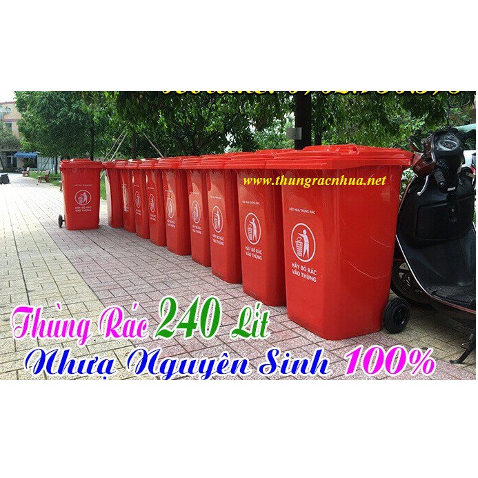 Thùng rác nhựa 240 lít màu đỏ