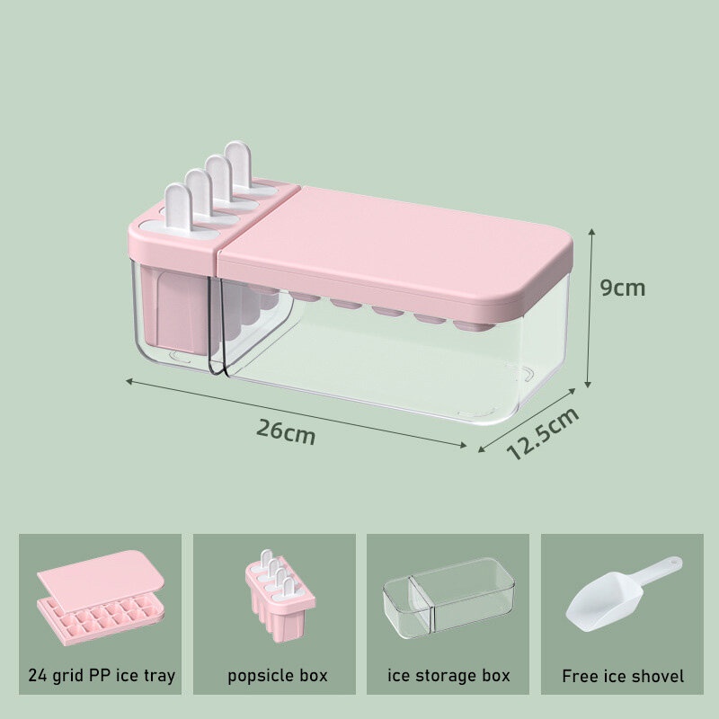 ONLY HOUSE Khuôn Làm Kem 24 Ngăn Hai Trong Một Sức Chứa Lớn Kèm Nắp Đậy DIY