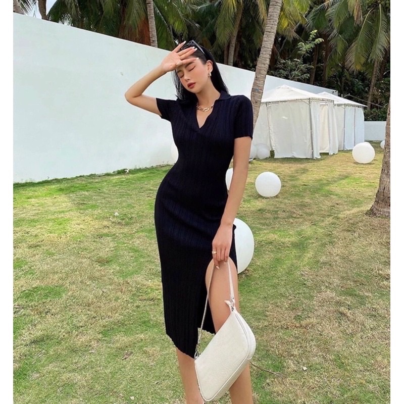 đầm dài ôm xẻ tà