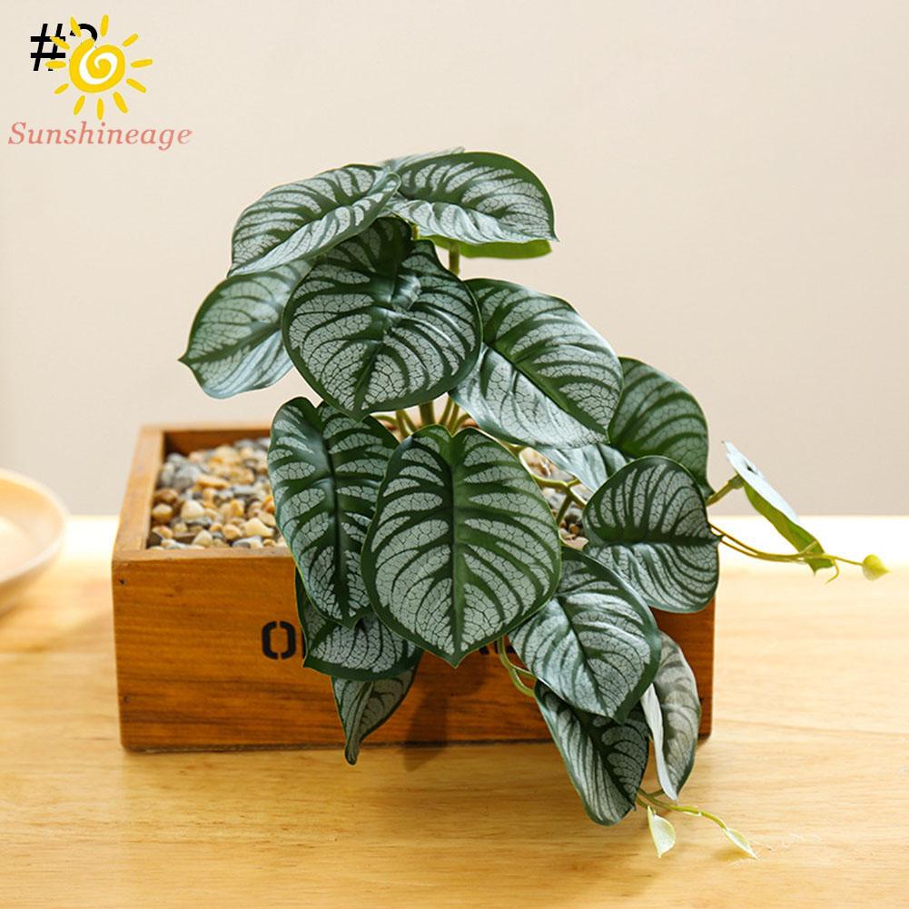 Plastic Outdoor Flower Fake False Plants Artificial Green Leaves Vivid-Grass