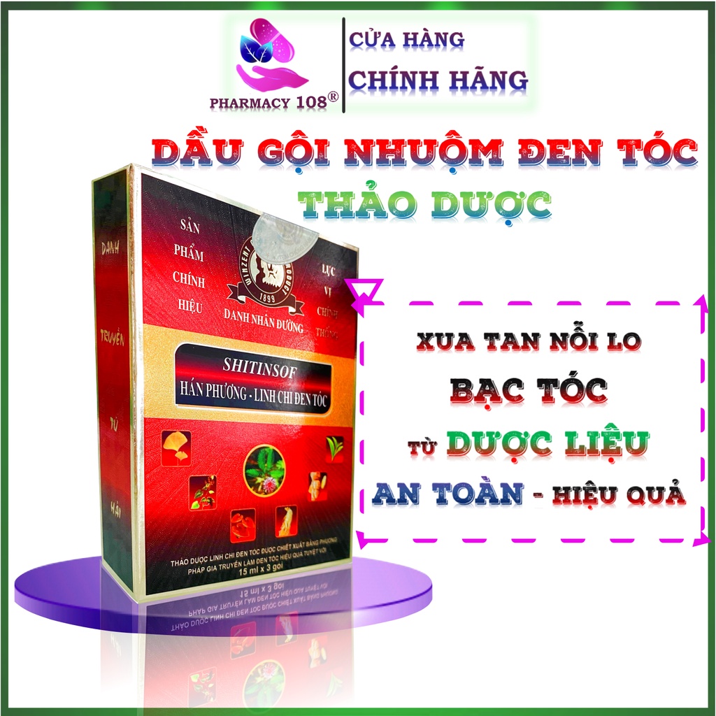 Dầu gội đen tóc Shitinsof Hán Phương Linh Chi (Hộp 3 gói)