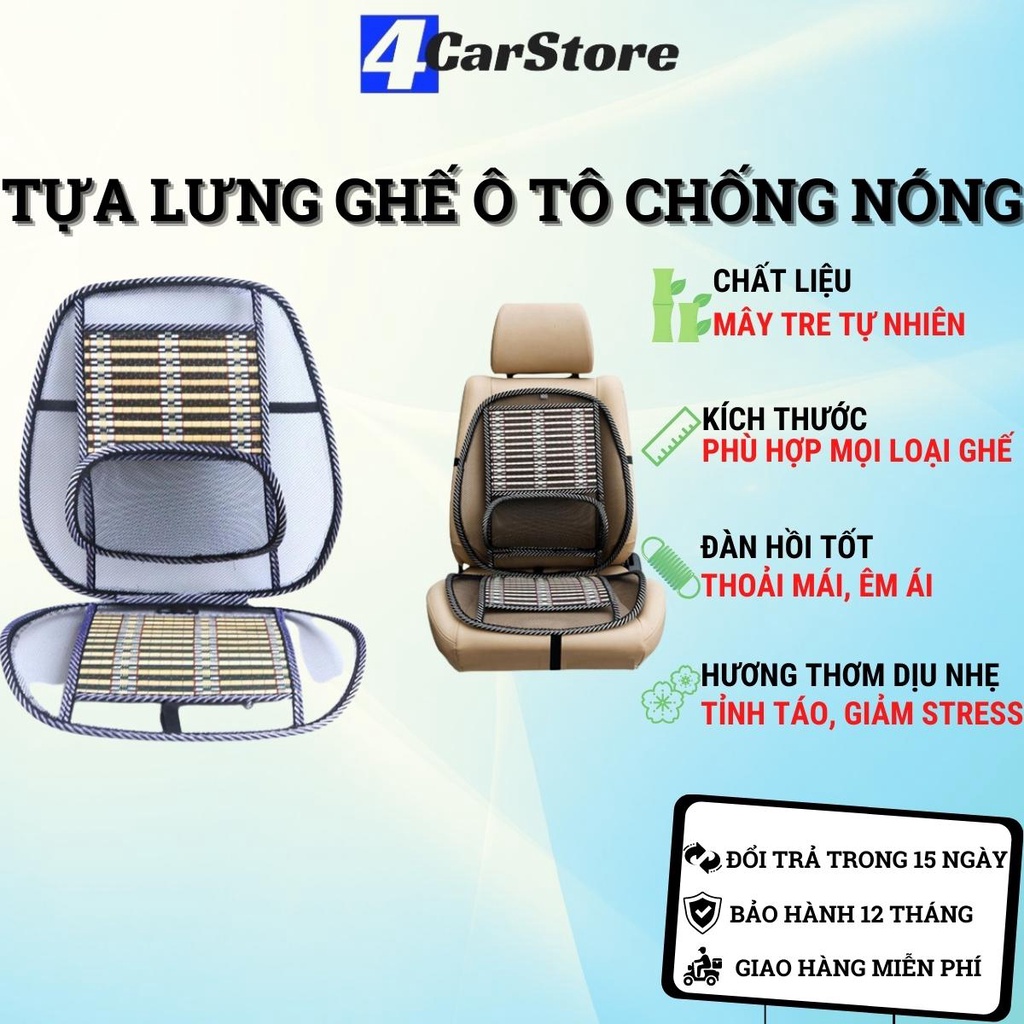 Lót ghế ô tô chống nóng bằng mây tre đan tự nhiên | Thoáng mát, thoải mái, tựa lưng, giảm đau lưng, giảm đau vai gáy