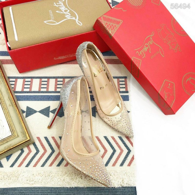 Giày cao gót mũi nhọn lưới đá LBT