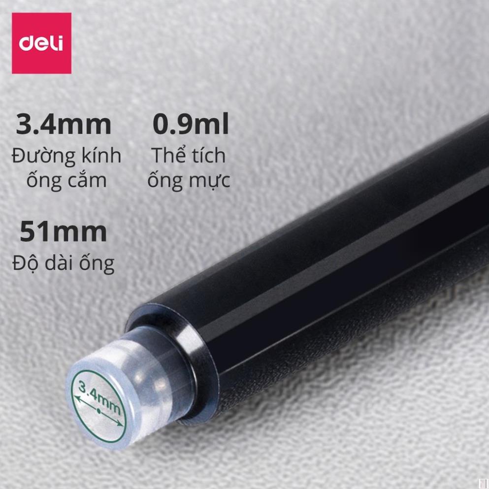 100 Ống mực thay thế bút máy Deli -màu xanh - S647