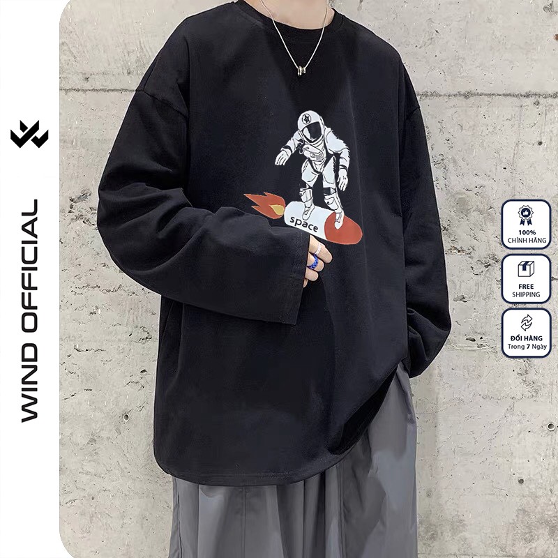 Áo thun tay dài WIND phông unisex form rộng SPACE thời trang nam nữ oversize ulzzang