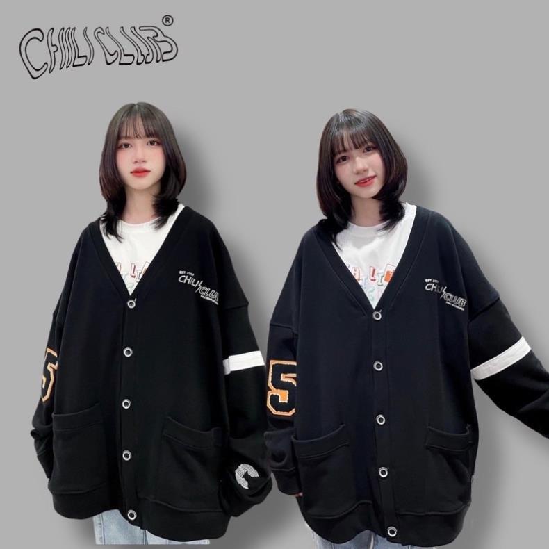 Áo Khoác Cardigan CHILICLUP Unisex Nam Nữ 2 Màu Form Rộng Chất Dầy Dặn( Hàng Sẵn)