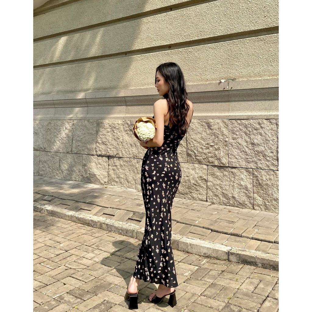 LEMONCHICVN- Đầm maxi hoa dài hai dây hoạ tiết hoa nhí - D212