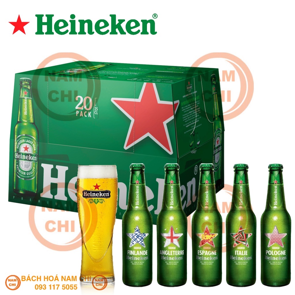 [THÙNG 20 CHAI] Bia HEINEKEN Nhập Khẩu Từ Pháp Thùng 20 Chai