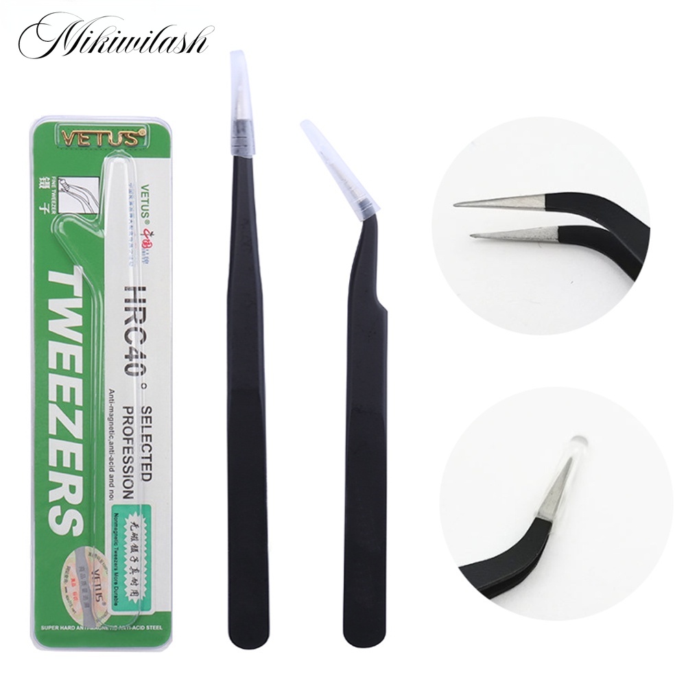 Mikiwilash Nhíp chính xác chống tĩnh điện 1PC Dụng cụ uốn cong lông mi cong Đầu thẳng chính xác Điểm nhọn Nhíp không gỉ Dụng cụ sửa chữa điện thoại