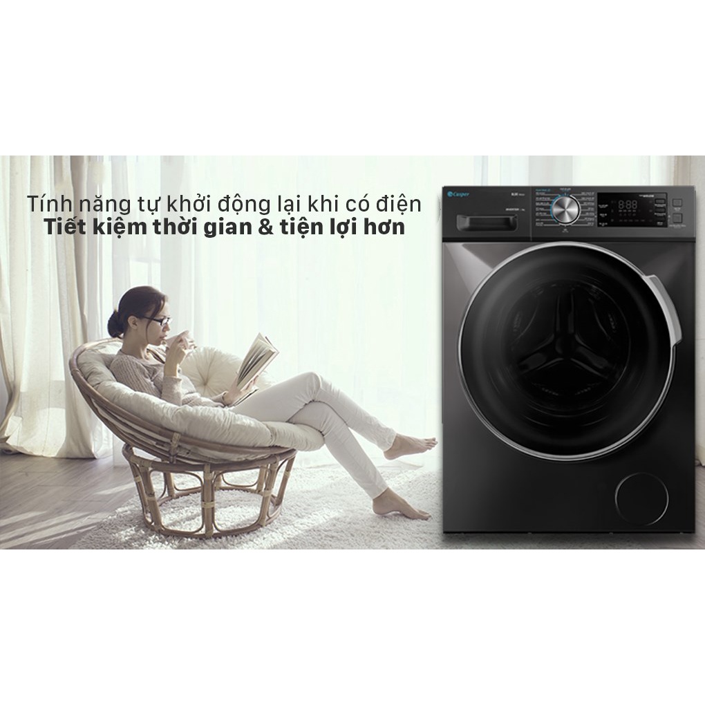 Máy giặt lồng ngang Casper Inverter 10.5 kg WF-105I150BGB Mới 2021