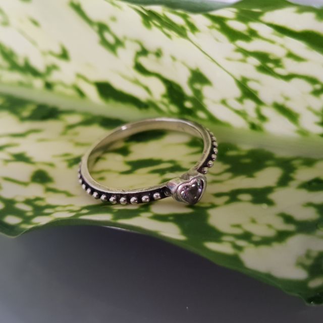 Nhẫn bạc thật 925- Nhẫn hạt trái tim phong cách Pandora