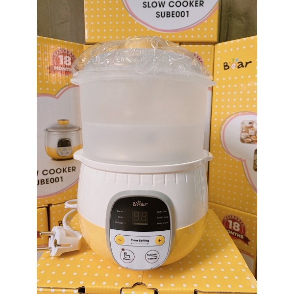 NỒI NẤU CHÁO CHẬM BẢN QUỐC TẾ - 1 ĐỔI 1  0.8L CHÍNH HÃNG BEAR BH 18 THÁNG CHẾ BIẾN ĐỒ ĂN DẶM CHO BÉ