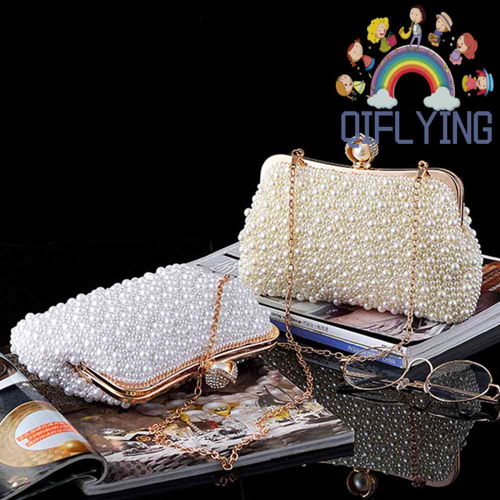 Ví Cầm Tay Đính Ngọc Trai Handmade Thời Trang Sang Trọng