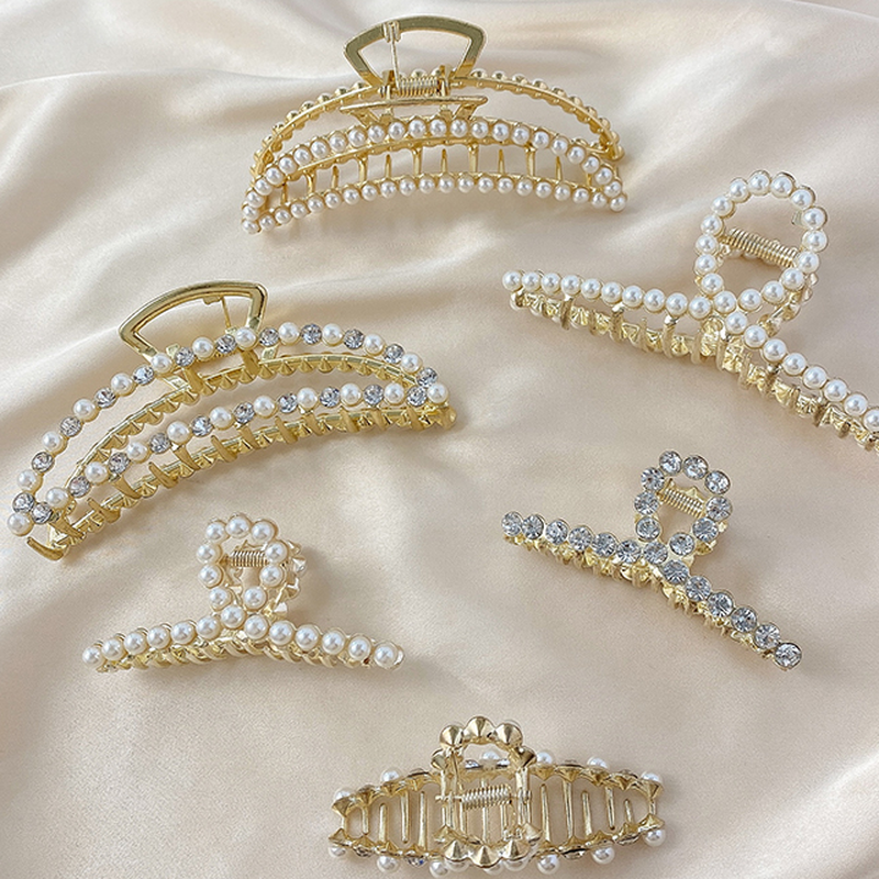 Kẹp tóc bằng kim loại đính hạt ngọc trai giả thời trang xinh xắn cho nữ