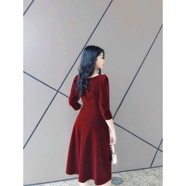 VÁY NHUNG XOÈ NGỌC VAI 2 MÀU SIÊU XINH