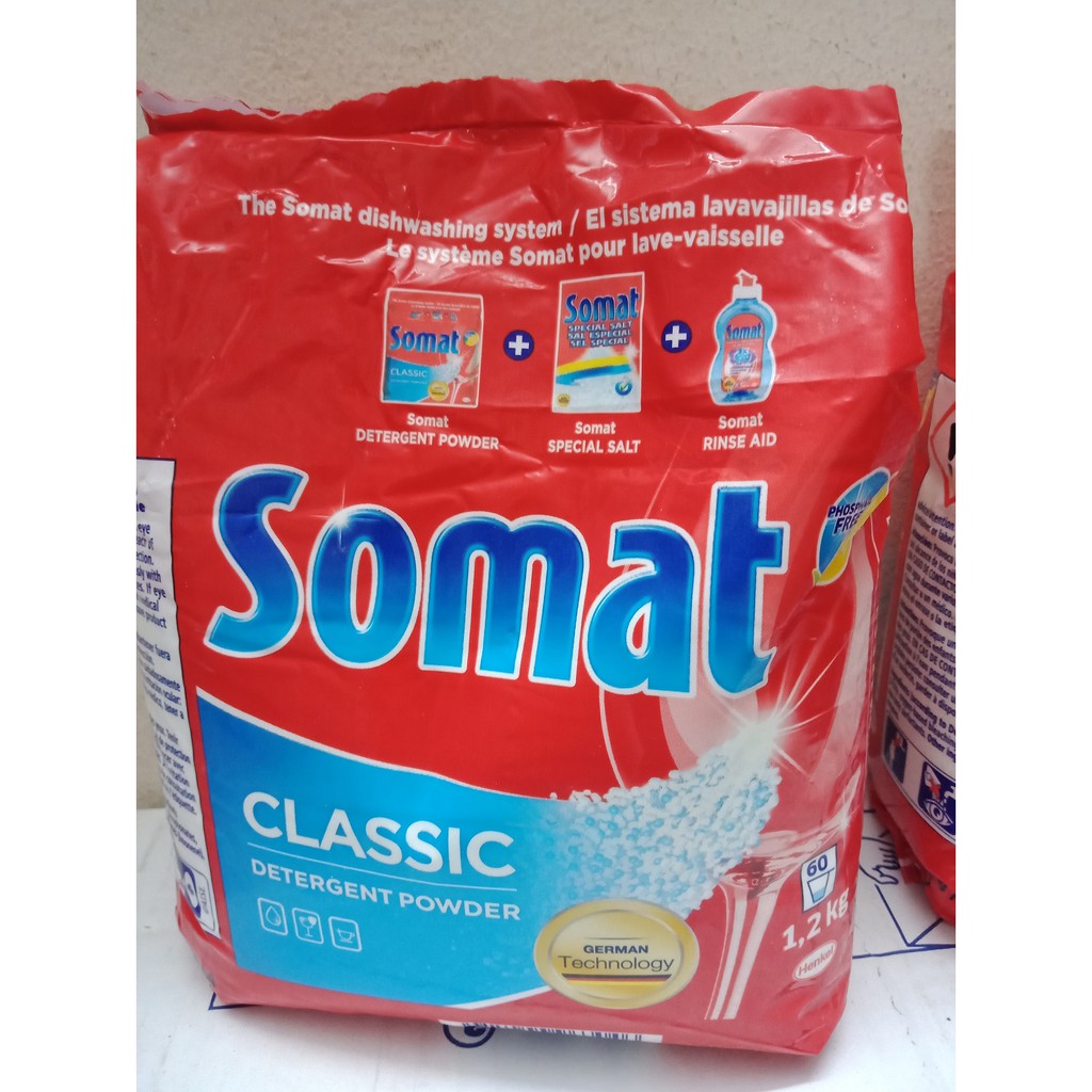 combo bột rửa bát 1,2 kg nứớc làm bóng somat 500 ml