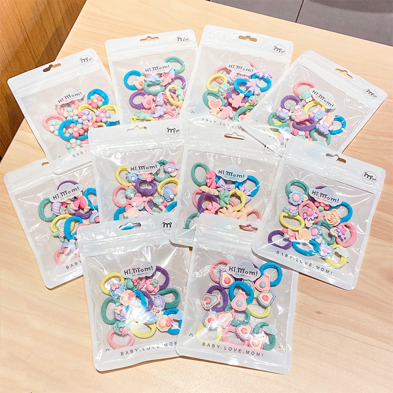 Set 10 dây buộc tóc cao su kiểu dáng dễ thương cho bé gái