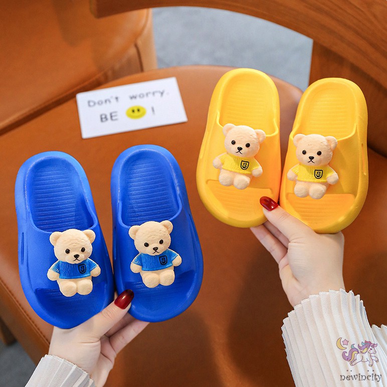 Dép Đế Mềm Chống Trượt Hình Gấu Hoạt Hình Cho Bé