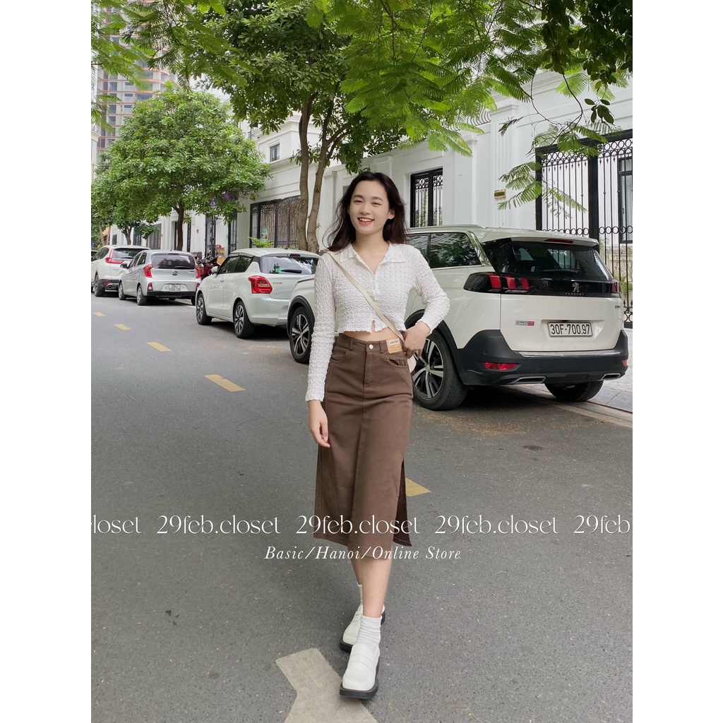 Chân váy jeans dáng dài xẻ 1 bên có tag - 29feb.closet - CV12