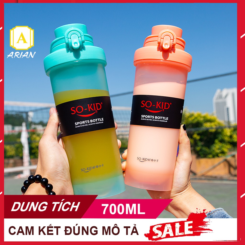 Bình Nước Nhựa Cao Cấp SO-KIDS Dung Tích 700ml Phù Hợp Tập Thể Thao Mọi Phong Cách