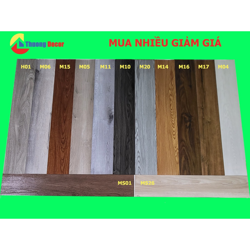 Miếng ván sàn nhựa giả gỗ sẵn keo 2mm - COMBO 1 MÉT VUÔNG 7 Tấm - Tự Dán Sẵn Keo