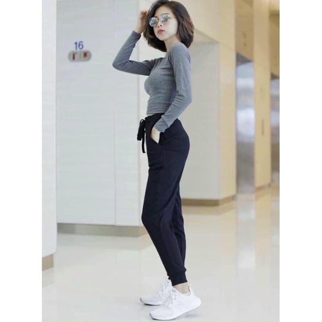 Quần Jocker nữ, quần thể thao chất len tăm cao cấp free size từ 45 - 60kg