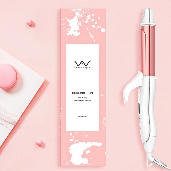 Máy làm tóc uốn và ép 2 in 1, máy uốn ép tóc 2 in 1 VIVID&VOGUE®️ VAV055A, máy làm xoăn và ép thẳng tóc trục uốn 32mm