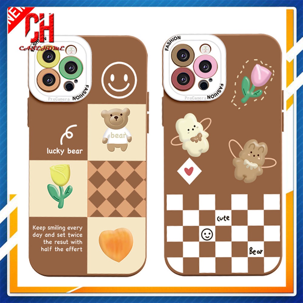 Ốp Điện Thoại Tpu Dẻo Cho IPhone 13 12 11 PRO MAX 6 7 6S 8 Plus X XR XS MAX Se 2020 6SPlus 7Plus 6Plus 8Plus XSMAX Chocolate Lucky Bear Heart flower Smiley Face Phone Case