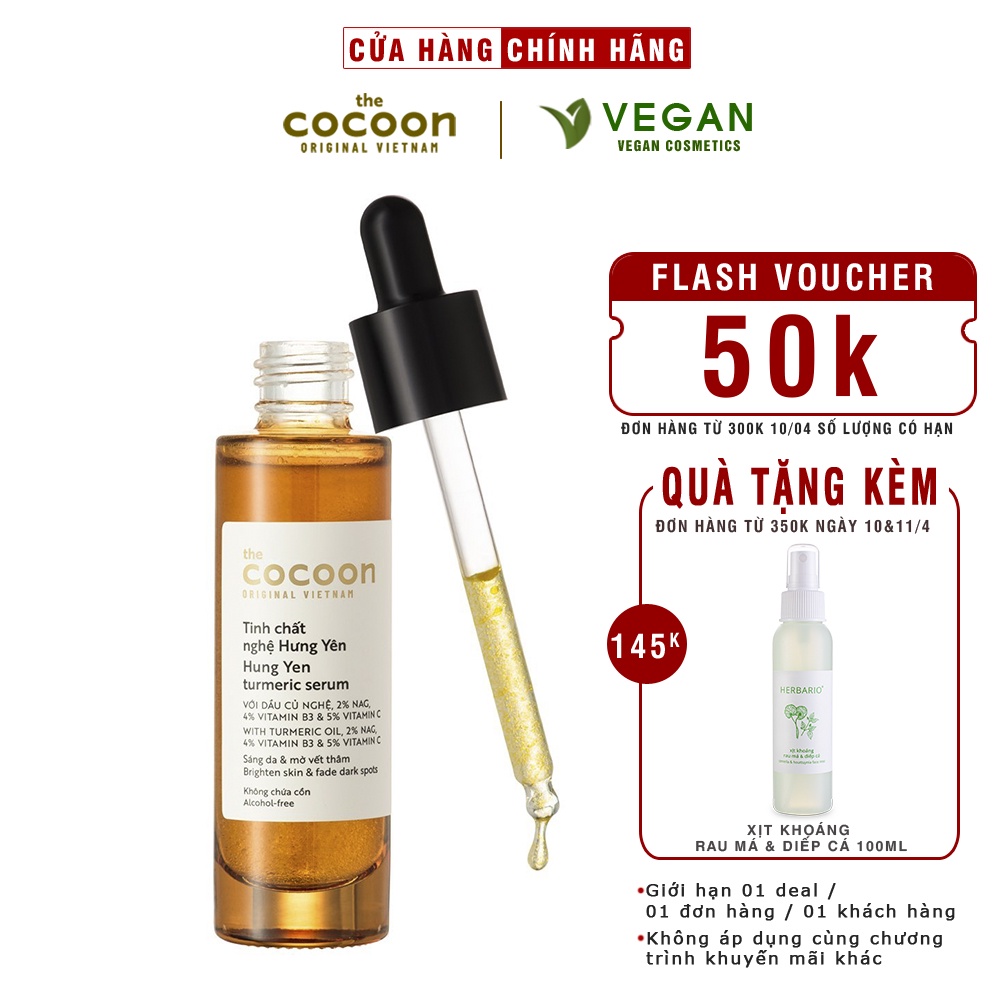 Tinh chất nghệ Hưng Yên cocoon 30ml (turmeric serum) thuần chay